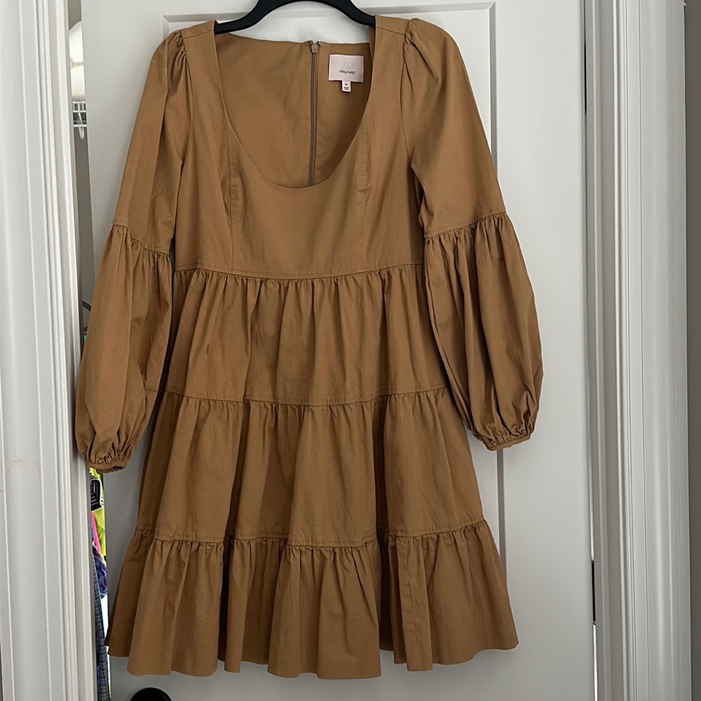 Cinq a Sept Womens Kaku￼ Puff Sleeve Calf Casual Midi Dress